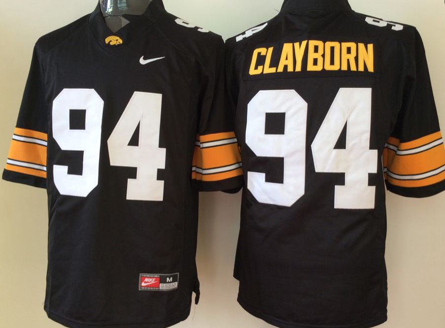 NCAA Men Iowa Hawkeyes Black 94 clayborn